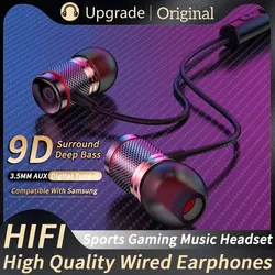 9D HIFI Heavy Bass In Ear Earphone 3.5MM AUX/Type-C Digital Headphone Stereo Wired Headset With Mic Earbuds For Samsung Android