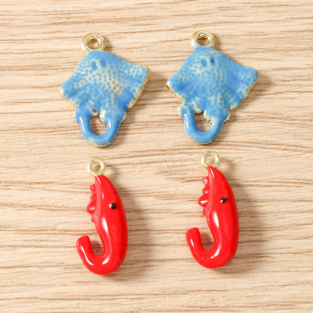 5 Stück niedliche, gemischte Emaille-Anhänger mit Motiven von Meereslebewesen wie Fischen, Hummern und Korallen zum Basteln von Ohrringen, Anhängern, Halsketten, DIY-Bastelarbeiten und Schmuckaccessoires. – Detail 17
