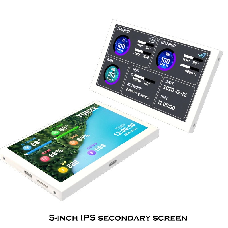 5'' IPS TYPE-C Mini Moniror Digital Display , Computer Case Cabinet Expand IPS Screen,Freenlyt AIDA64,Self Software Control