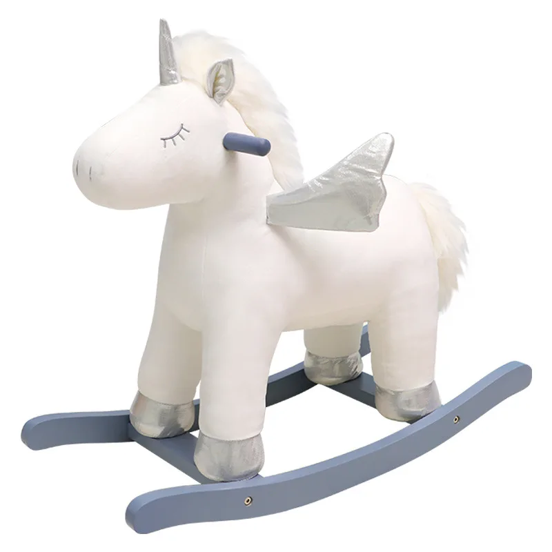 0-6 Years Baby Rocking Horse Dual Use Rocking Chair Toy Children Rocking Horse Ride On Toys Shake A Plush Unicorn Toy