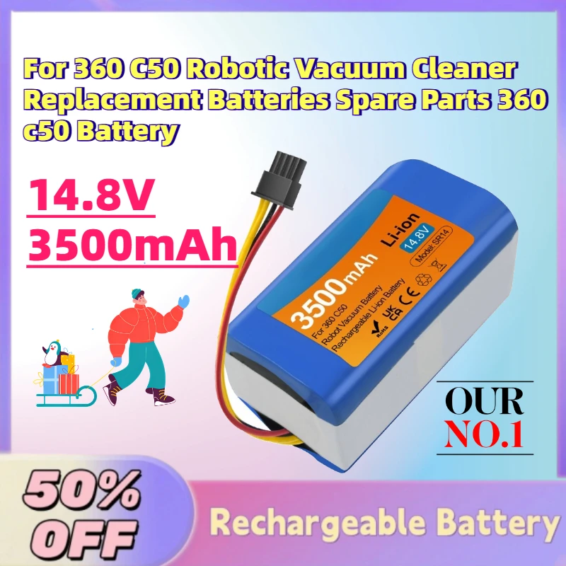 

In Stock 14.8V 3500mAh Replacement Battery For 360 C50 Robotic Vacuum Cleaner Replacement Batteries Spare Parts 360 c50 Battery