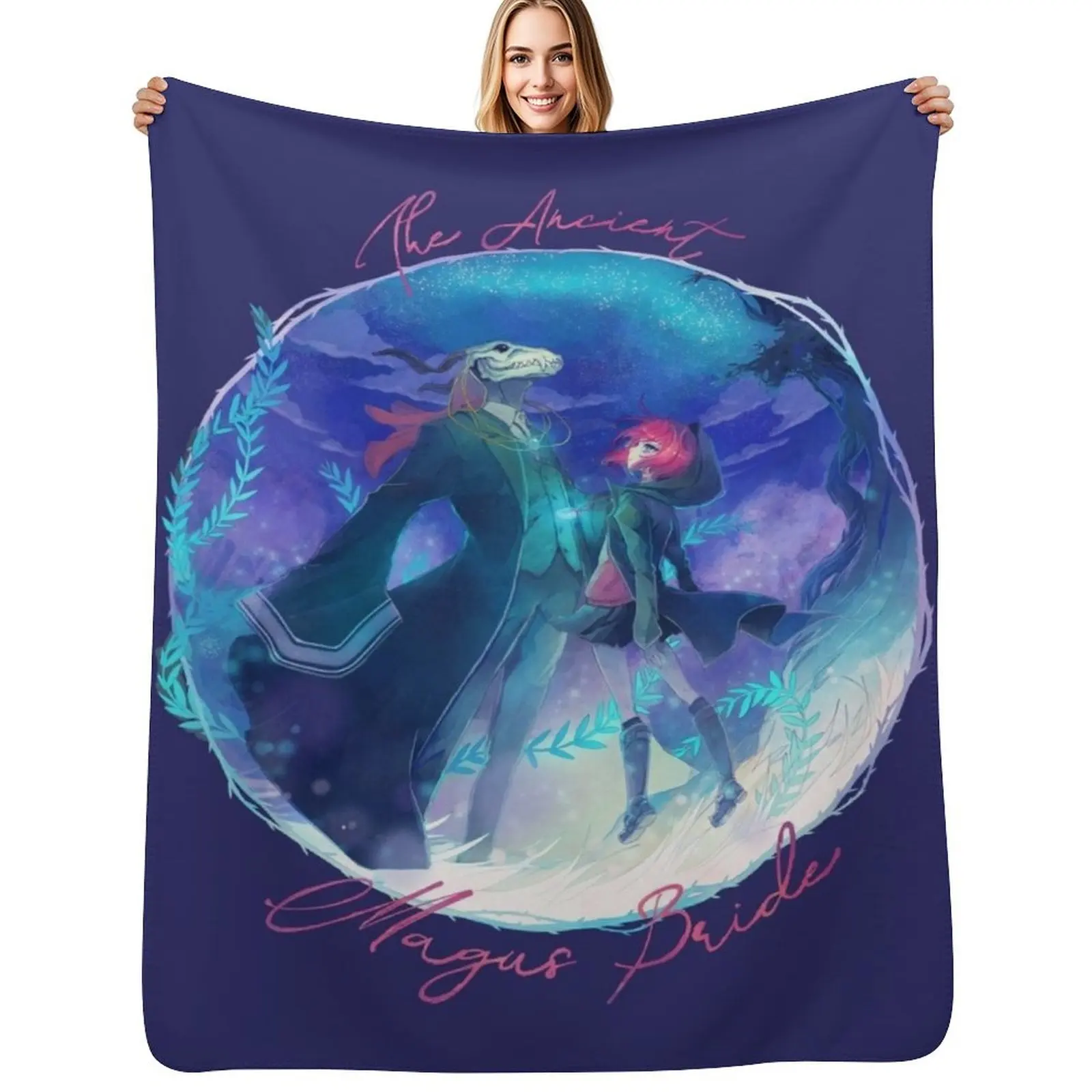 

The Ancient Magus Bride - Mahoutsukai no. Yome typo poster (square ver.) Throw Blanket Luxurious Soft Fuzzy Blanket for Sofa Bed