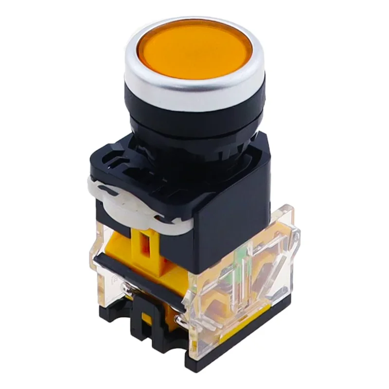 ON-OFF لحظة/الإغلاق مفتاح بـزر دفع 22 مللي متر 4 مسامير دائرية صغيرة الحجم شقة لوحة مستديرة انقطاع LA38-11BN LA38-11BNZS #6