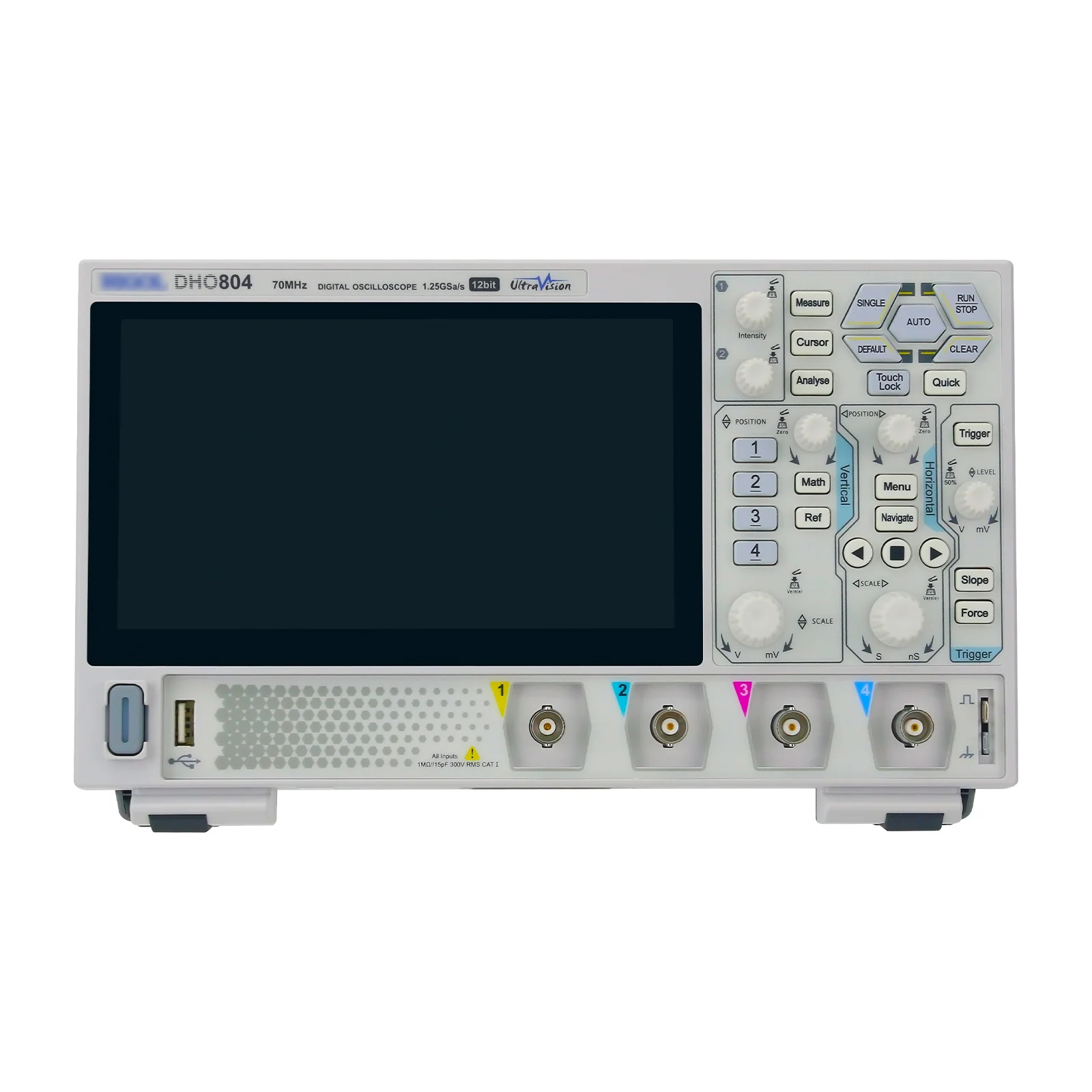 DHO804 70MHz 4-Channel 12Bit Portable High Resolution Digital Oscilloscope W/ 7-inch Touch Screen with 4PCS 150MHz Probes