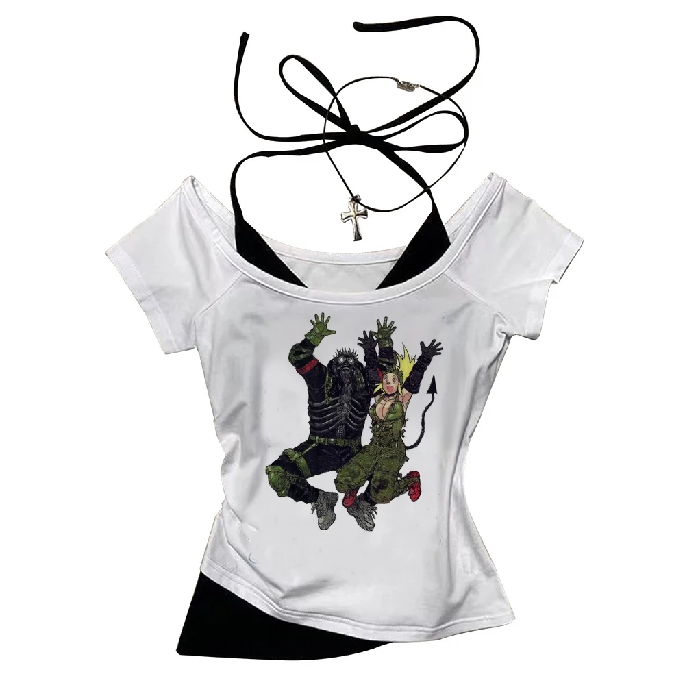 Dorohedoro cropped top girl scene  cutecore kawaii t shirt harajuku dollette vintage anime cutecore