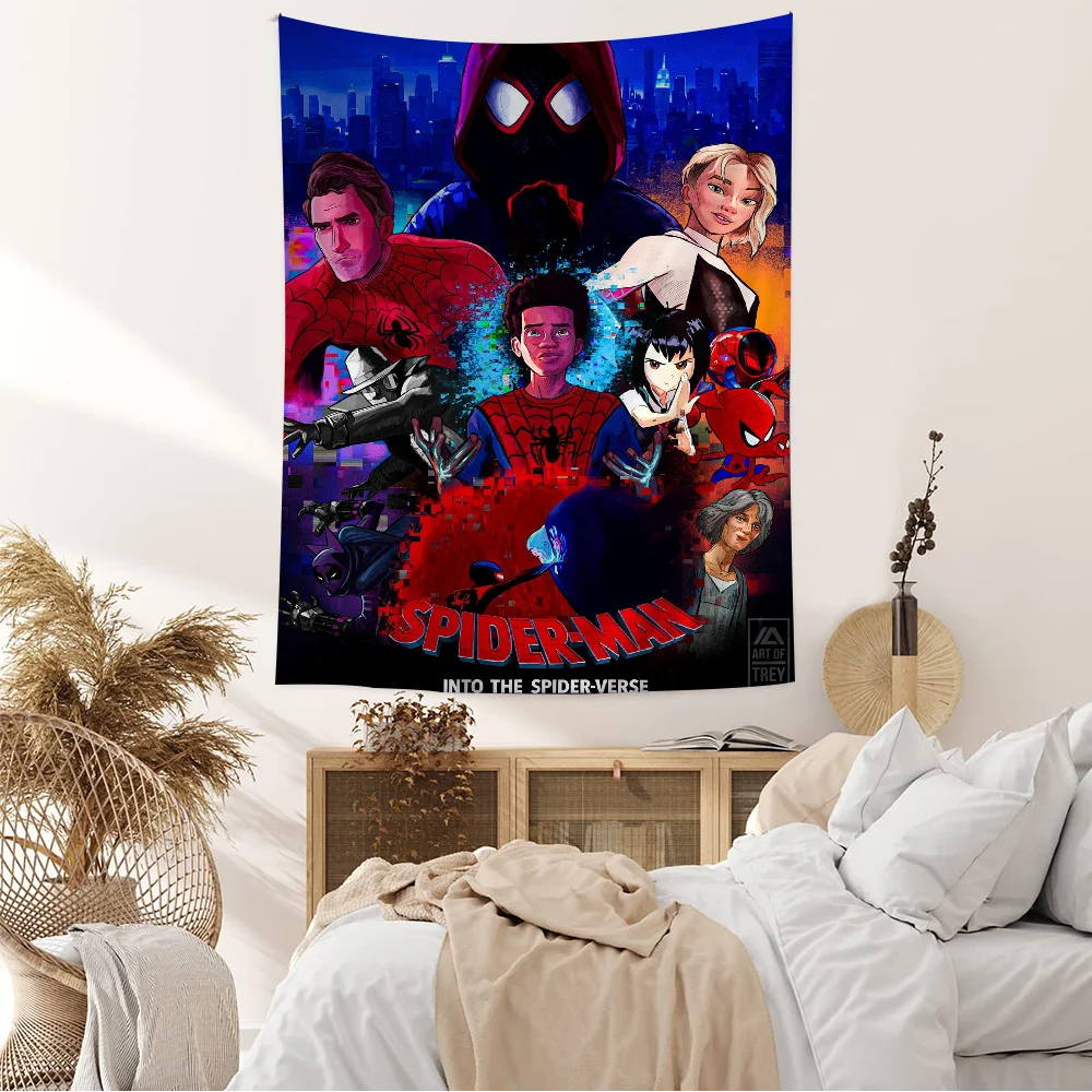 S-Spider Man Across The Verse Anime Tapestry Art Science Fiction Room Home Decor Wall Art Decor