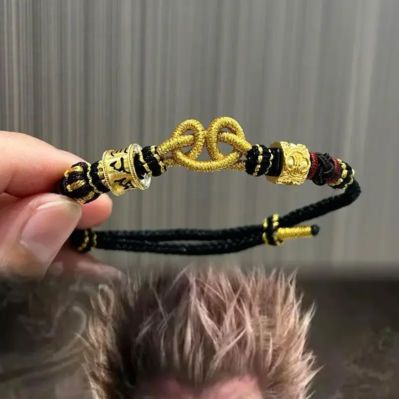 Black Myth Wukong Gold Color Bracelet Equaling Heaven Great Sage Temperament Couple Hand-woven HandRope Gift for Couple Jewelry