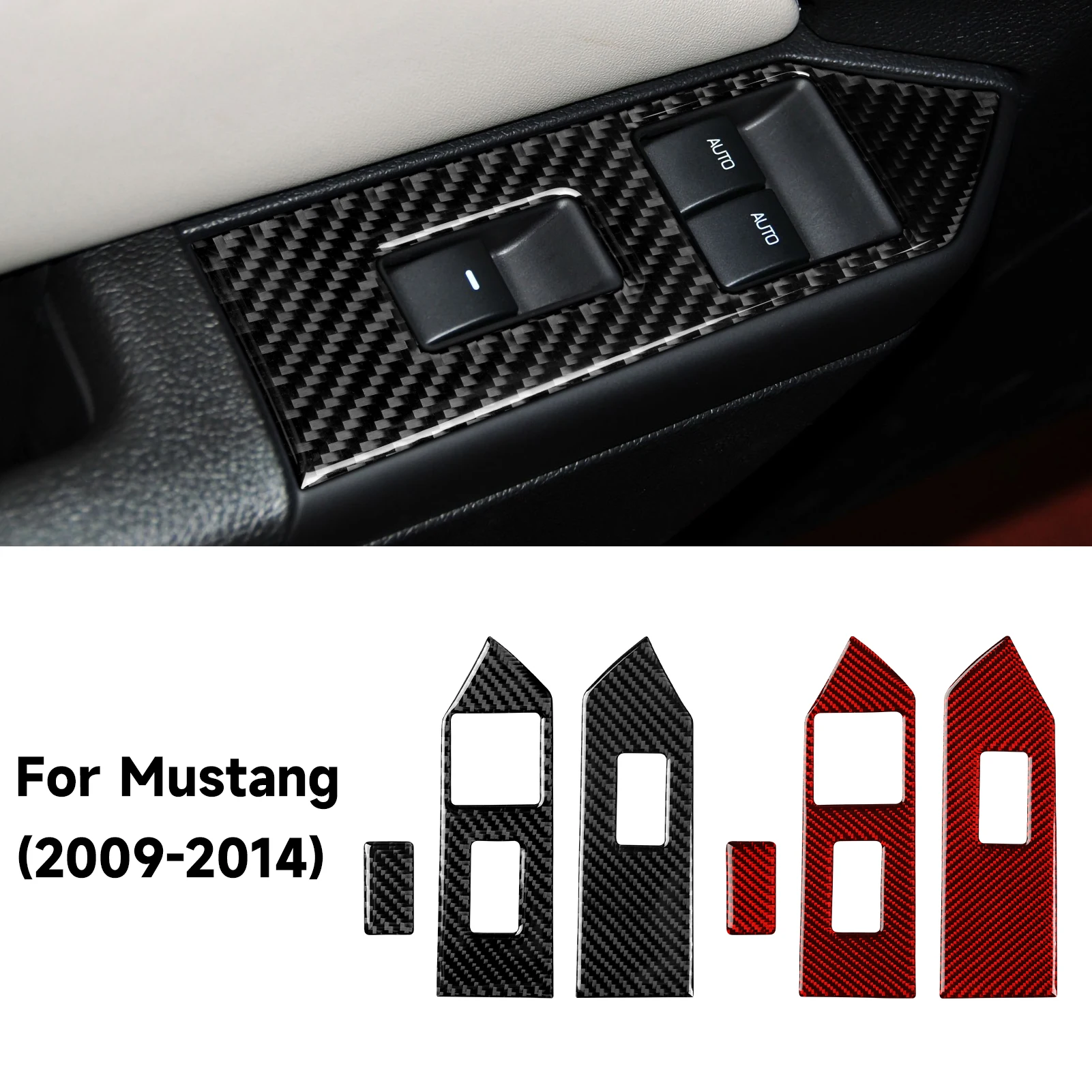 

Для Ford Mustang GT Shelby (2010-2014) внутренняя наклейка из углеродного волокна, переключатель подъема окна автомобиля, аксессуары для отделки панели