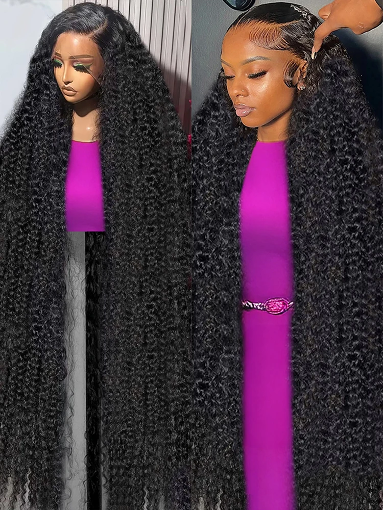 

30 40 дюймов HD Прозрачный 13x6 Водяные вьющиеся кружевные фронтальные парики из человеческих волос 250% Бразильские глубокие волны 13x4 Парик фронта шнурка для женщин