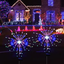 LED Solar Power Fireworks Lights Snowflake Meteor Shower Dandelion Lawn Lamp for Patio Garden DIY Decor Fairy Wedding Party