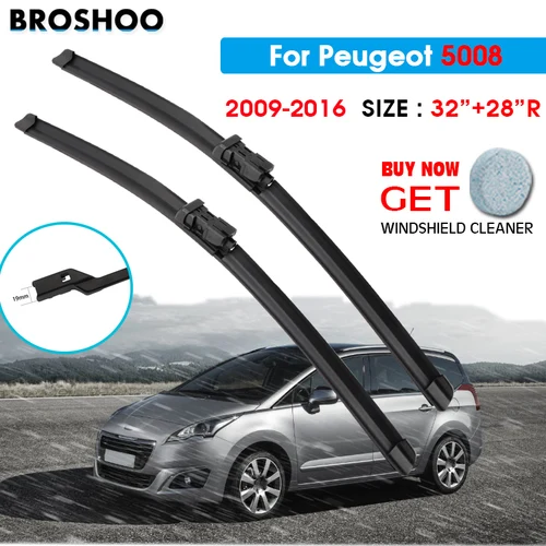 Imagen 1 del producto Escobilla de limpiaparabrisas para coche Peugeot 5008 32 ""+ 28"" R 2009-2016, brazo de botón pulsador de lavado de ventana de escobillas limpiaparabrisas automático