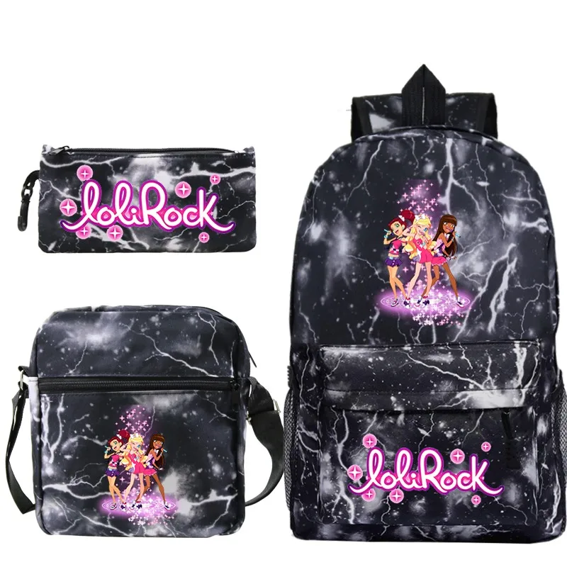 3pcs LoliRock School Backpacks Boys Girls Back To School Gift Mochila Students Anime School Bag Teens Casual Daily Backpack