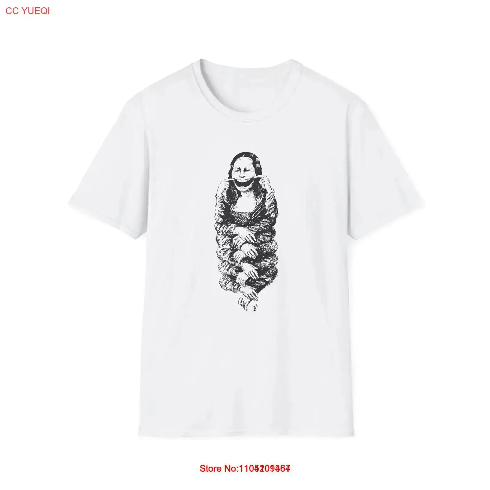 1985 jerzy flisak museum of caricature mona lisa exhibition poster T Shirt vintage Washed Casual streetwear Versatile Unisex