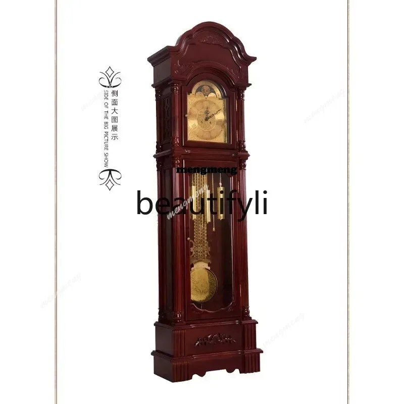 N    Solid wood Helm movement Le floor clock European living room mechanical clock New Chinese clock