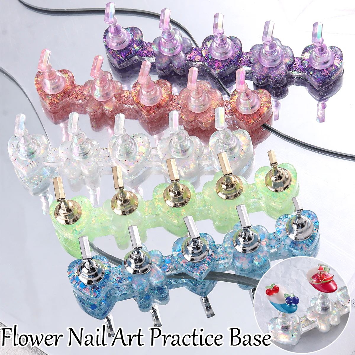Heart-shaped Acrylic Nail Art Tray, Shiny Magnetic Nail Art Tools, Available in Multiple Colors for Nail Art Practice.