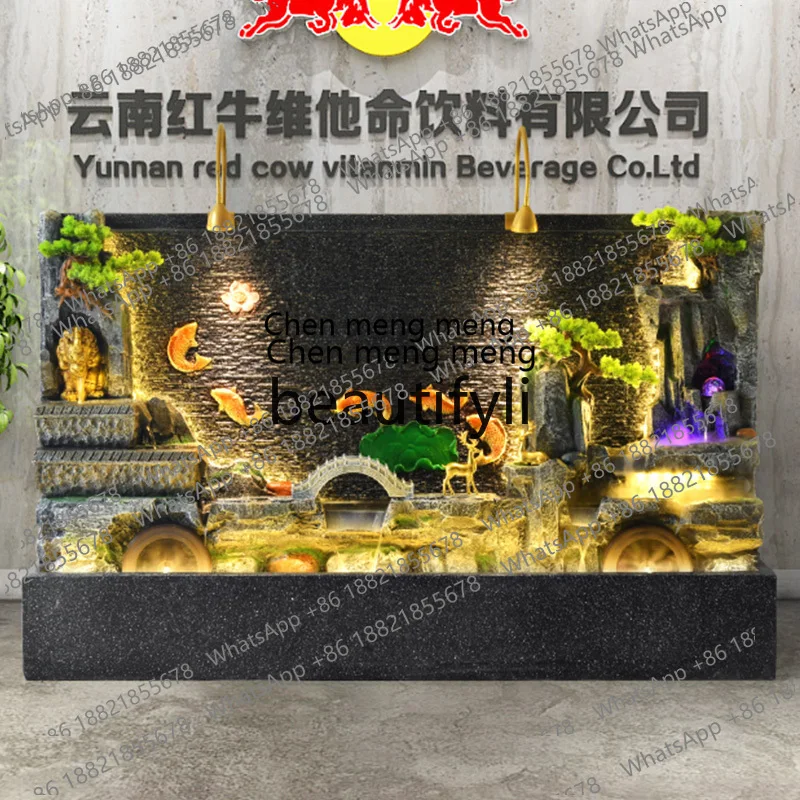 X  Rockery water curtain wall fountain circulating water feature floor-to-ceiling living room courtyard company landscaping