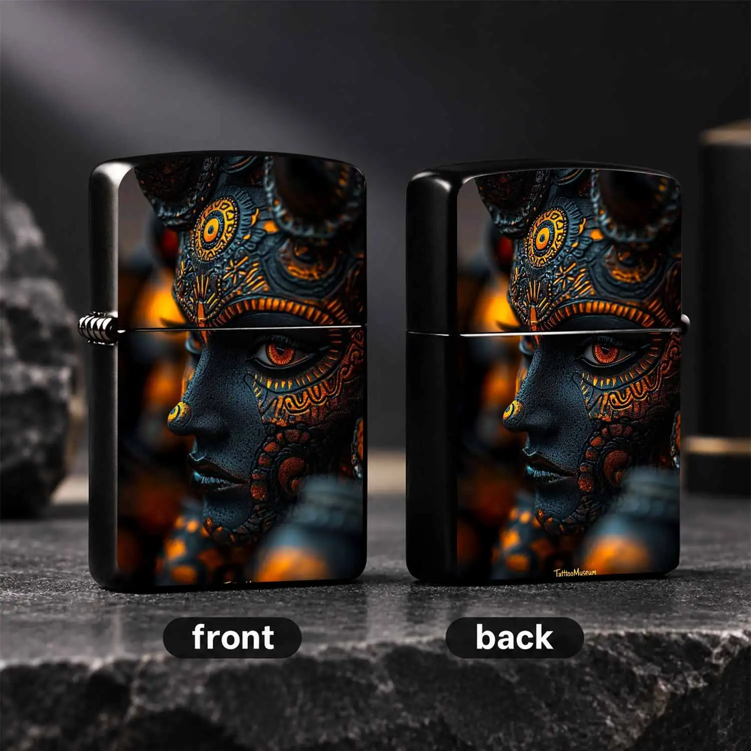 Exotic Dark Deity Art Pattern Portable Lighter, Stylish Aesthetic Decor Accessory For Daily Multi-Scene Use, Unique Creative High-Quality Present For Friends And Hobbyists, Delicate Embossed Chic Practical Daily Item A Humorous And Interest