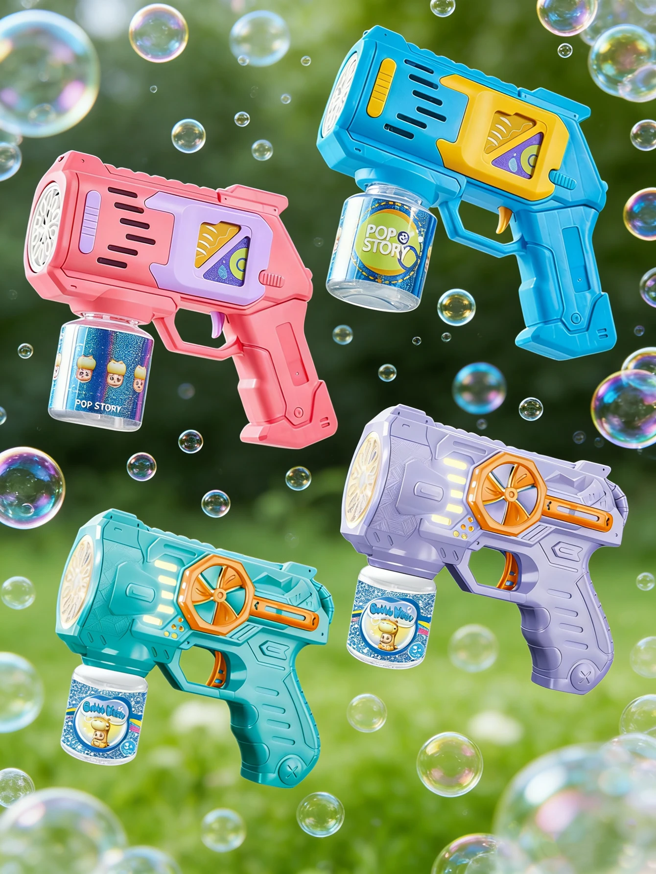 Bubble Gun Toys, Colorful Body Bubble Machine for Kids Outdoor Summer Gift (Not Included Battery, Not Contain Bubble Liquid)