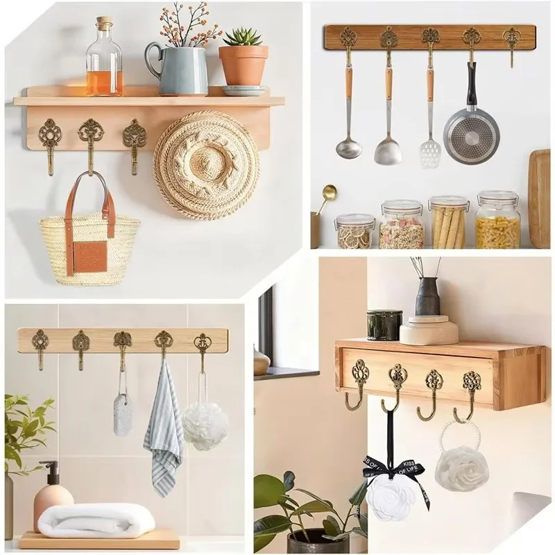 10 Pcs Bohemian Style Vintage Wall Hooks Metal Decorative Hooks With Screws For Hanging Towels Or Coats
