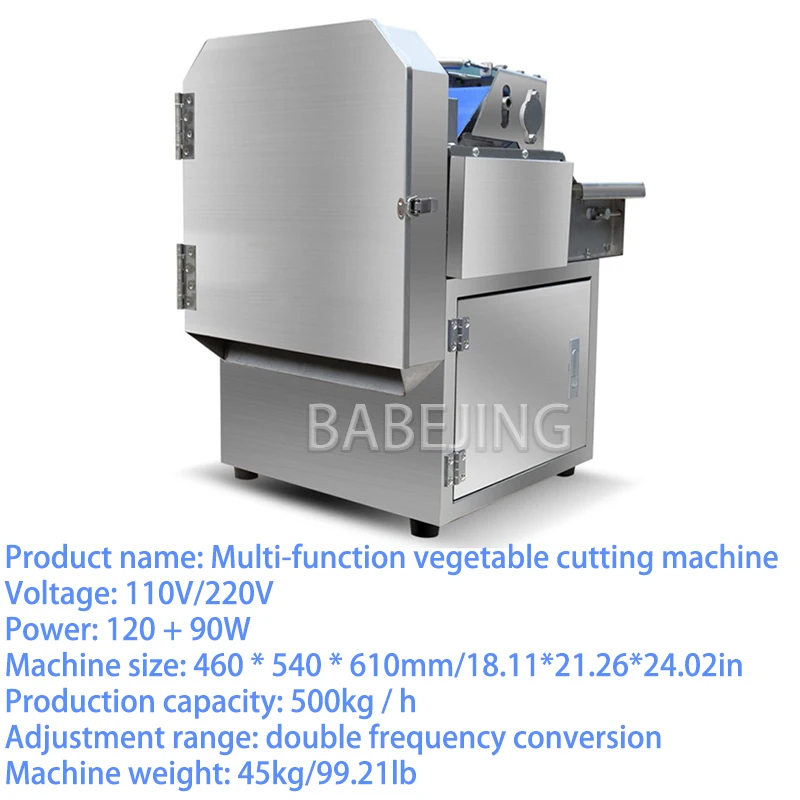 BABEJING Vegetable Cutting Machine, Multifunctional Catering Slicer 45kg Double Frequency Conversion Cutter