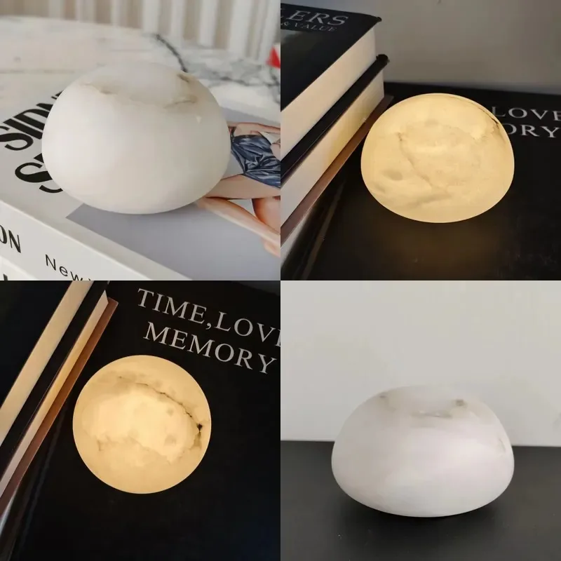 Natural  Moon Lamp Hemispherical Warm Night Light for Bedroom Living Room Home Decoration
