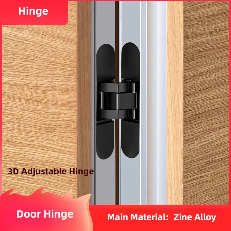 1pc 3D concealed hinge Three-dimensional Invisible Door Hinges Wooden Door Folding Doors 180 Inside Outside Open Hidden Hinges