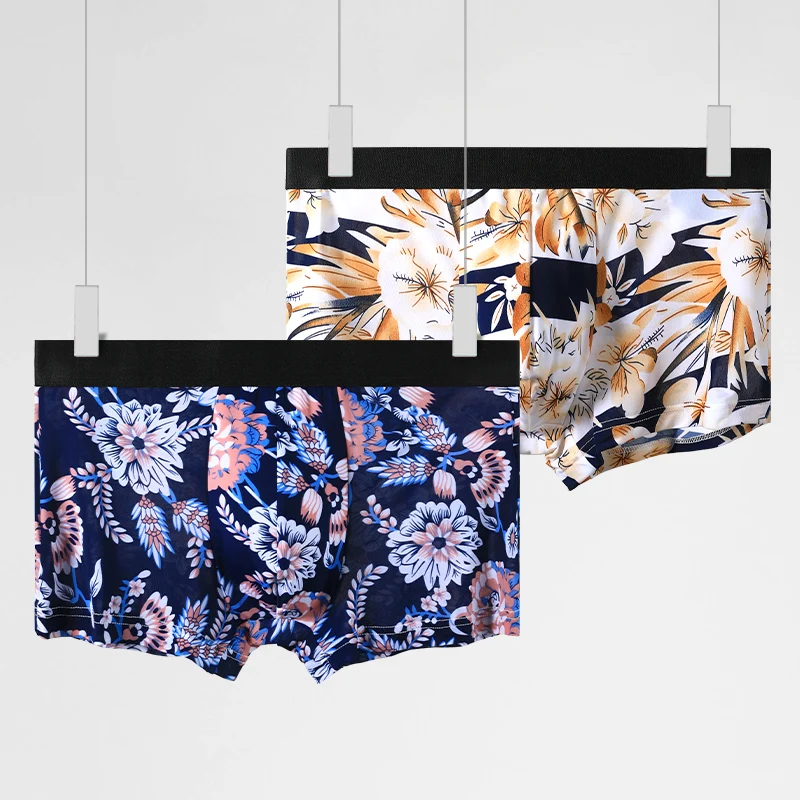 ملابس داخلية للرجال الملاكمين الرجال الحرير الجليد أسفل السراويل الملاكم السراويل الرجال مشروط ملف شخصية ساو الصيف رقيقة تنفس