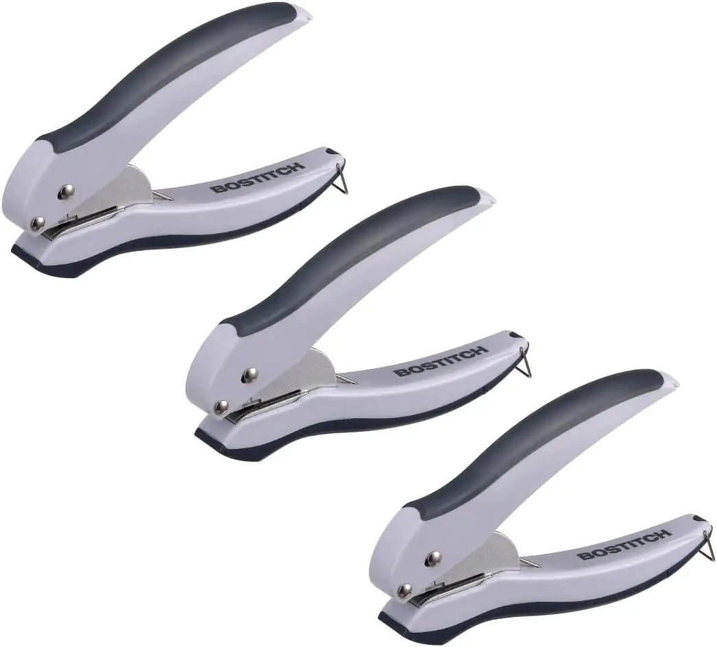 

Heavy Duty One Hole Punch, 10 Sheet Capacity, Lightweight, Gray/Blue, 3-Pack