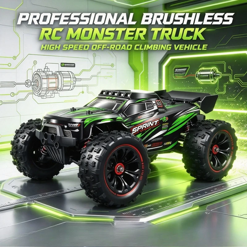 Brushless 4WD RC Hobby Model Monster Truck Remote Controlled All-Terrain Climber High Speed Outdoor Drift Racing Vehicle