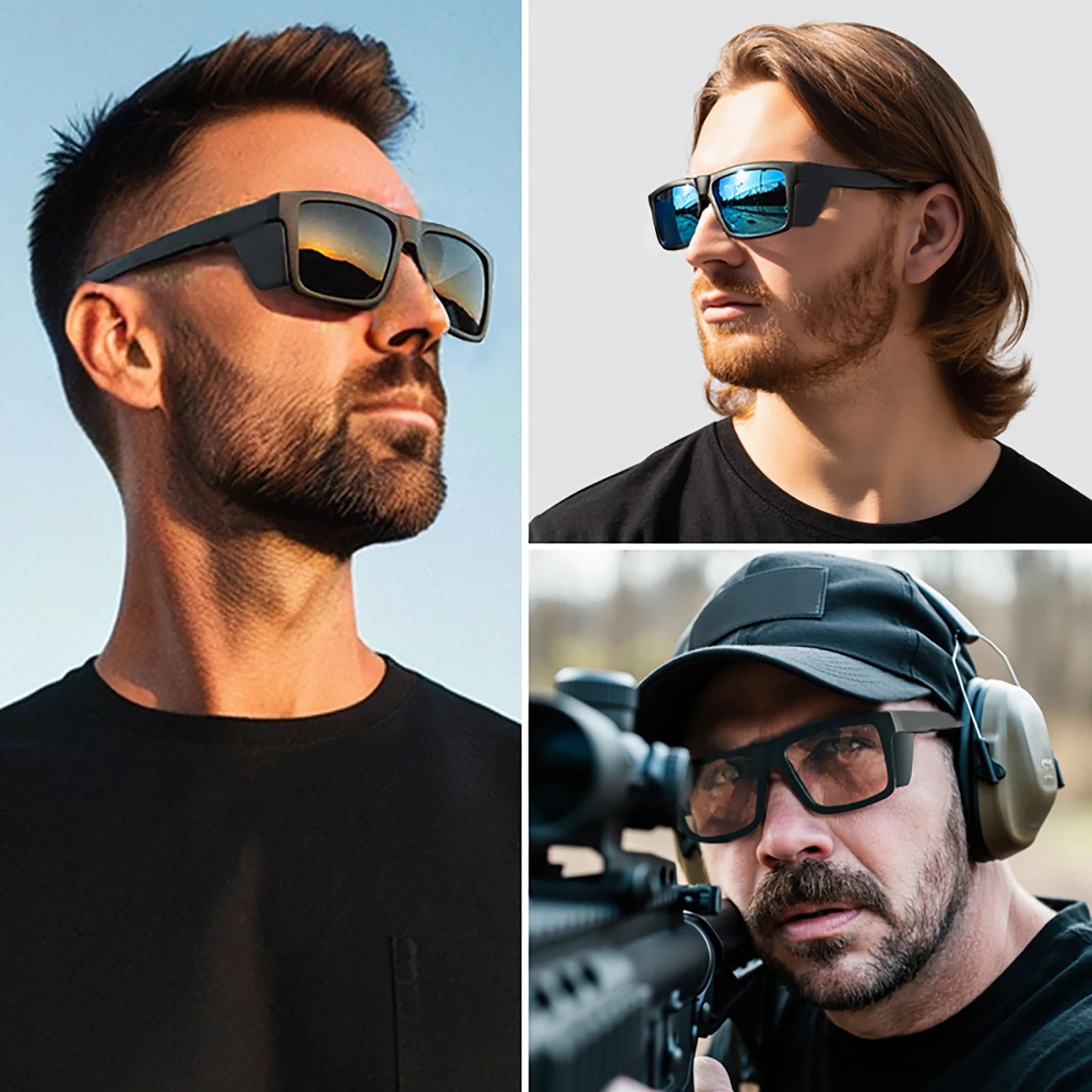 MAXJULI XXL Z87 Safety Sunglasses for Big Head Men Women TR90 Wrap Around UV400 Protection Oversized Side Shield Glasses 8228S
