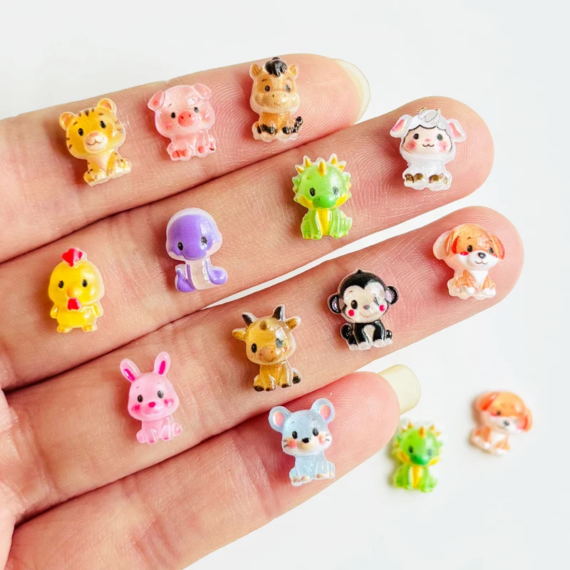 60 pieces of cartoon mini bunnies, puppies, monkeys, tigers nail art resin jewelry DIY production nail art 3D decoration jewelry