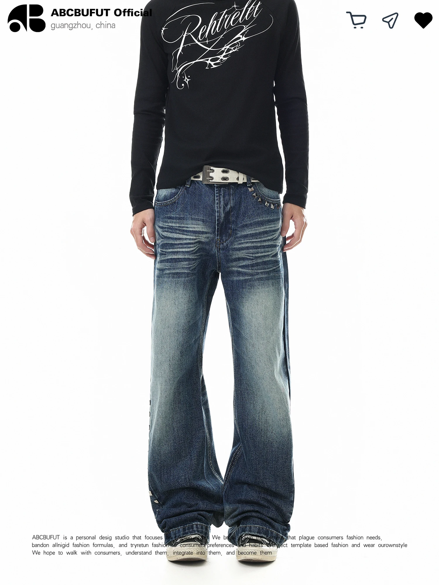 Calças Jeans Vintage Estilo Americano, Lavadas, Corte Solto, Perna Reta, Azul, Calças Casuais para Homens e Mulheres