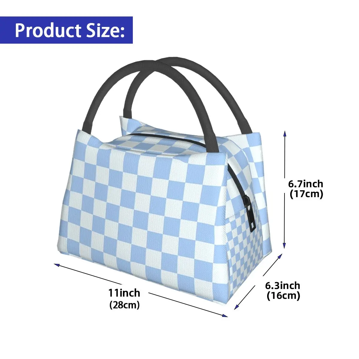 Checkerboard Mini Check Pattern Insulated Lunch Bag for Women Children Leakproof Food Boxes Thermal Lunch Box Tote