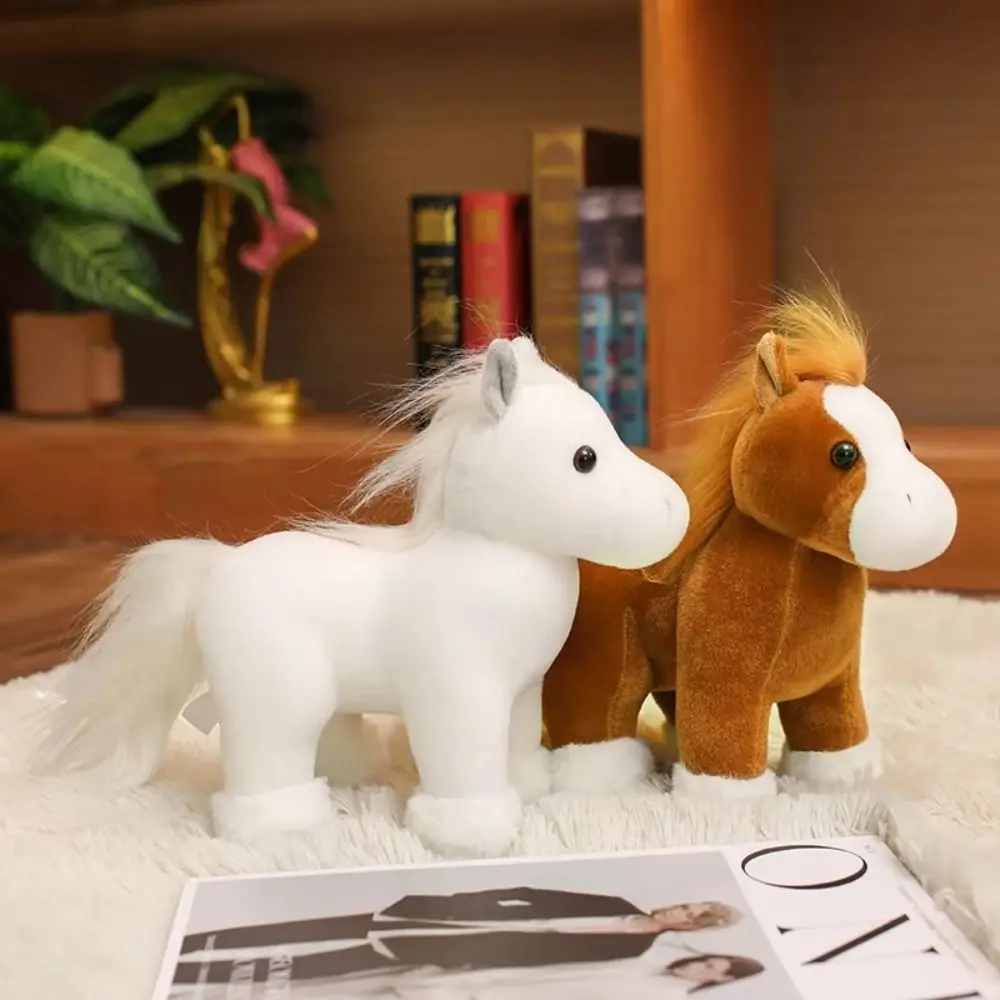 

PP Cotton Fine Horse Soft Fluffy Simulation Stuffered Pony Doll Cartoon Comfortable Long Hair Horse Stuffed Doll Gifts