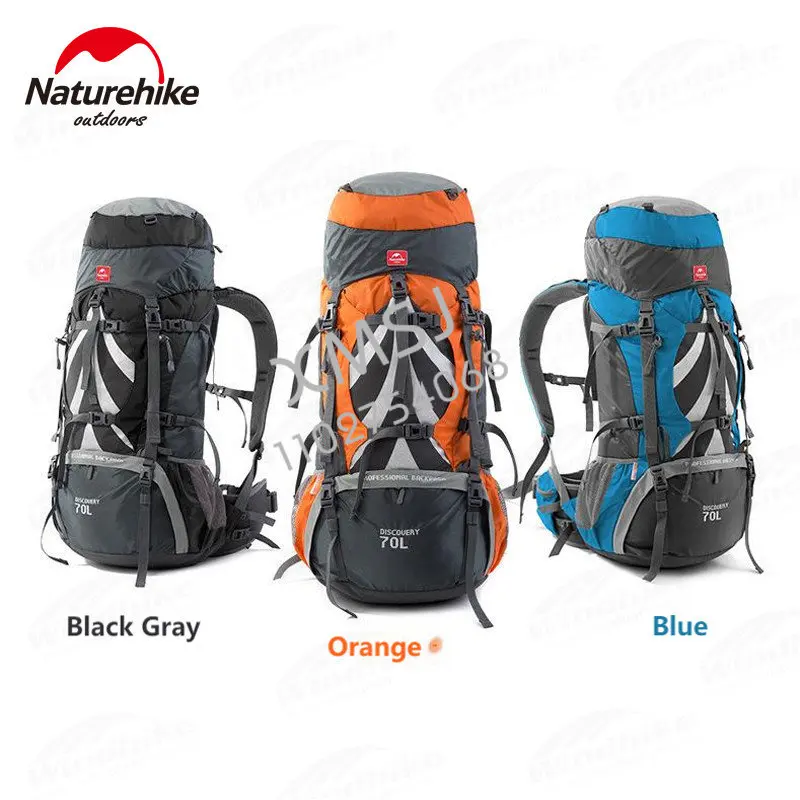 70L Rucksack Outdoor Hiking Backpack Nylon Waterproof Travel Backpack Aluminium Alloy External Frame Sports Backpack