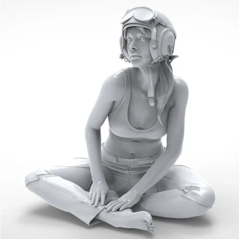 

1/35 Sexy Girls In Action Famale Pilot Gk Resin Micro Miniature Figure 3d Printed White Model Toy Unassembled Unpainted Kit