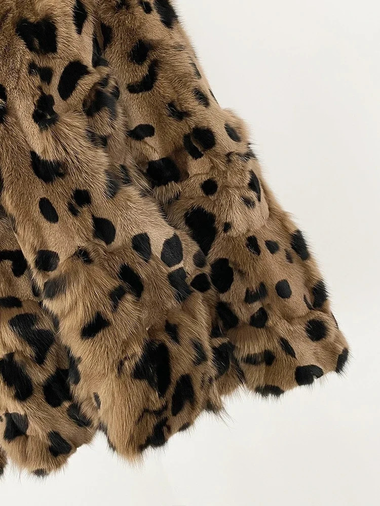 2025 femmes personnalisé veste de fourrure de renard naturel manteau de fourrure véritable hiver automne mode luxe une pièce véritable manteau de fourrure léopard