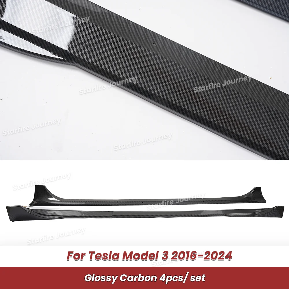 Compatibel voor Tesla Model Y Junipe Model 3 Y 2017-2025 Side Rok Extensions Splitters 4 STUKS Set ABS Plastic Glossy Fit Oorsprong