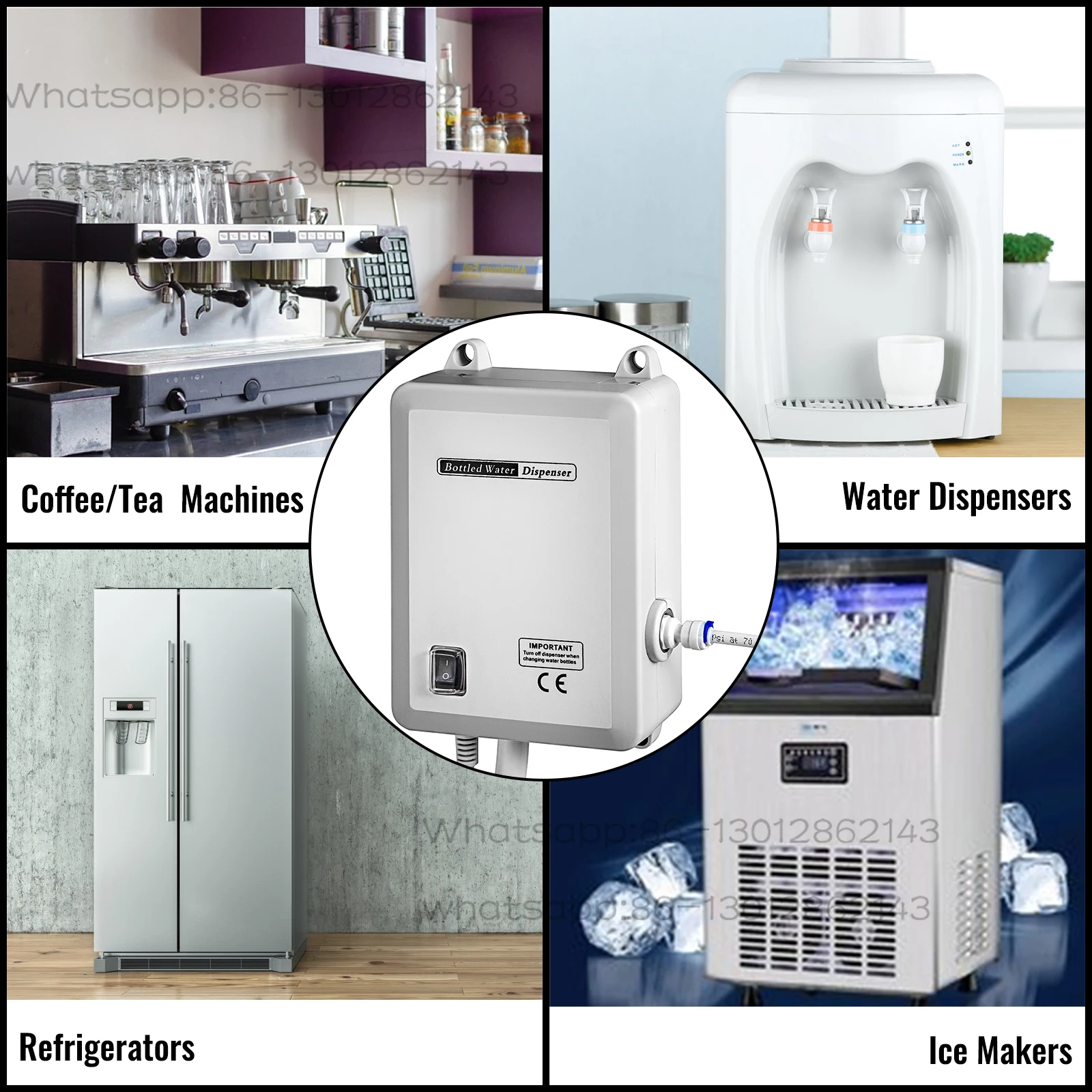 Bottled Water Dispensing Pump w/PE Pipe 1 Gal/MIN 40 PSI for Coffee Tea Machine Water Dispenser Refrigerator Ice Maker