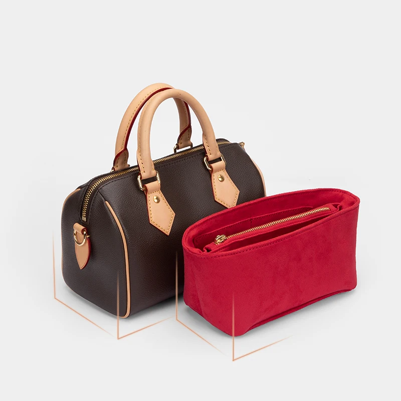 CRAZYSMITH Original Velvet Bag Organizer For LV Speedy 20 25 30 35 Purse Insert Handbag Inner Bag Portable Storage Makeup Bags