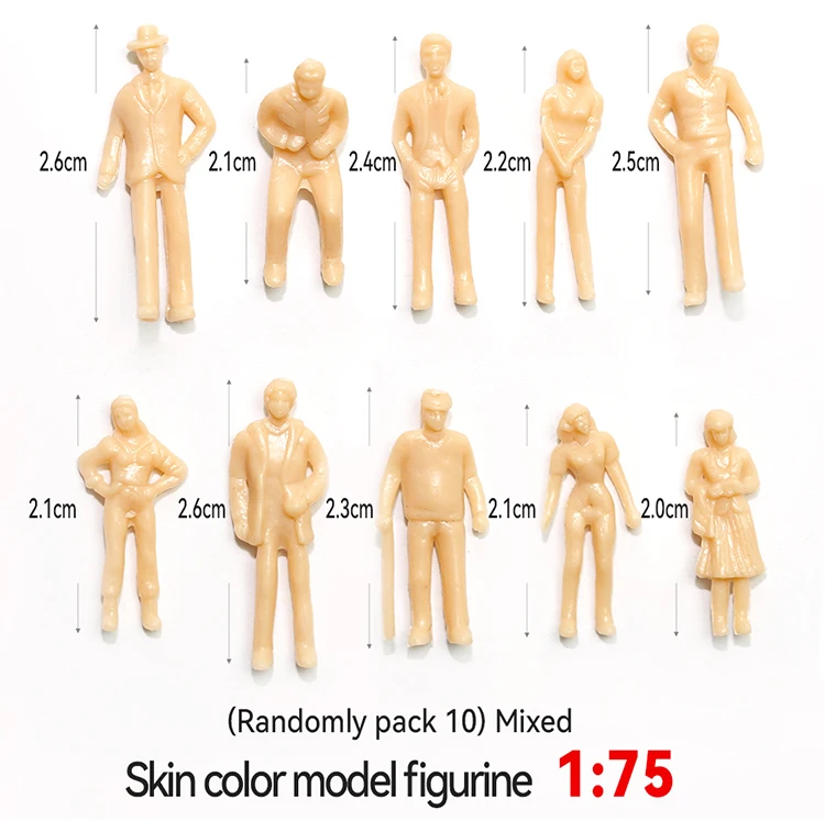10 Stück Sandtisch-Baumodell 1:30-200 DIY Handgefertigte Hautfarbene Kleine Person Simulationsfigur Mini-Puppe – Detail 11