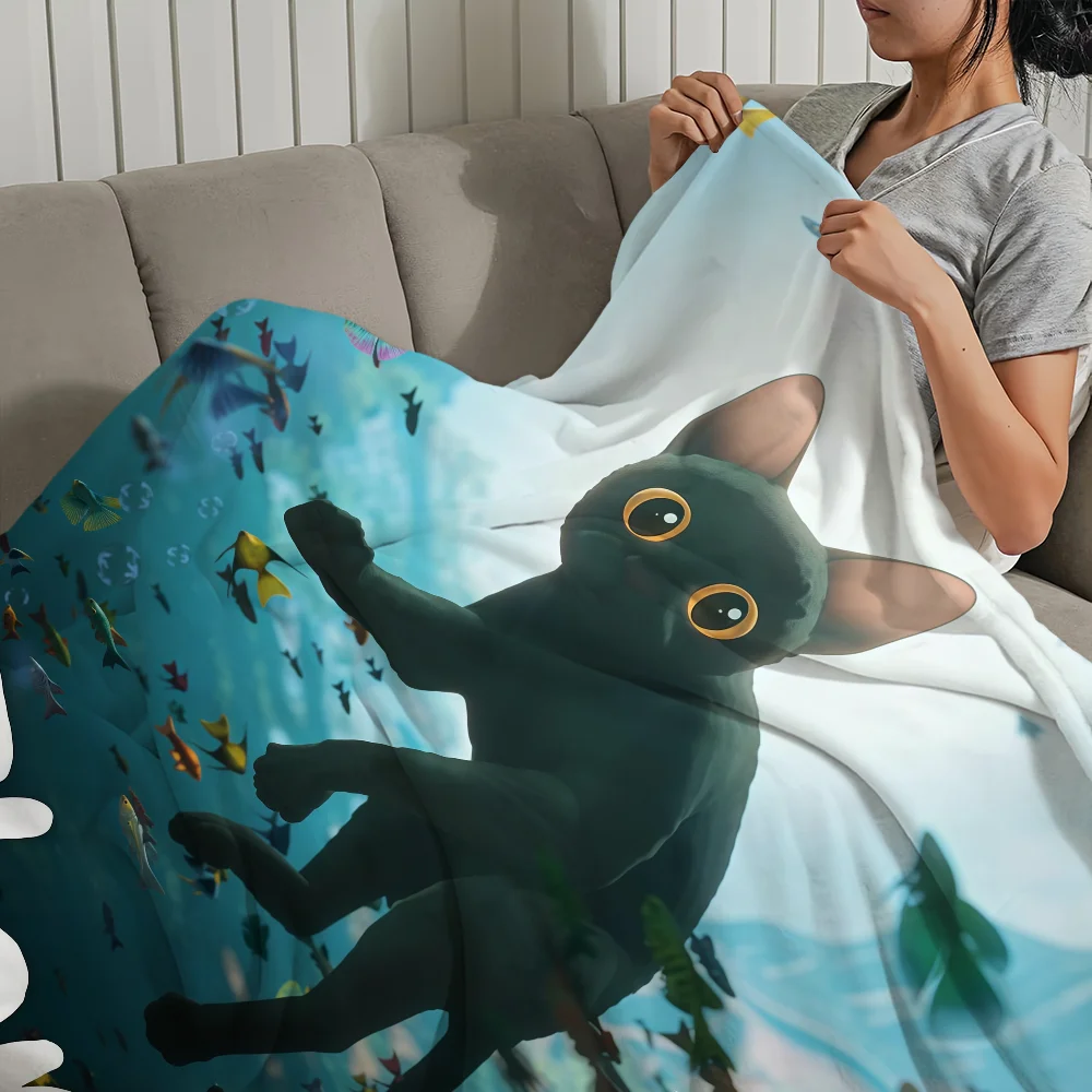 Cute Cat F-Flow Movie Blanket Blanket for Couch Sofa Travel Home Picni Flannel Blanket birthday gift Warm Comfortable