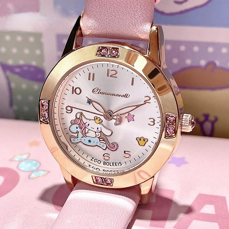 Montre mignonne Hello Kitty Sanurgente Kuromi Stitch pour enfant, chien à grandes oreilles, cadeau pour fille étudiante, bracelet, accessoires de décoration de dessin animé