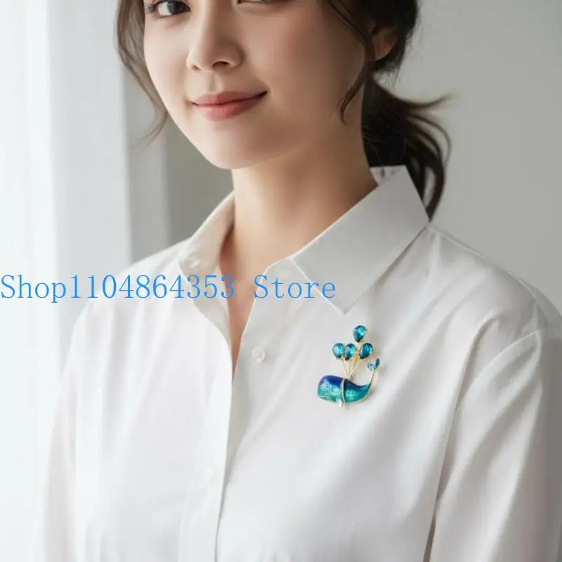 652F Stylish Whale Corsage Balloon Themed Alloy Accessory For Teens Girls Boys