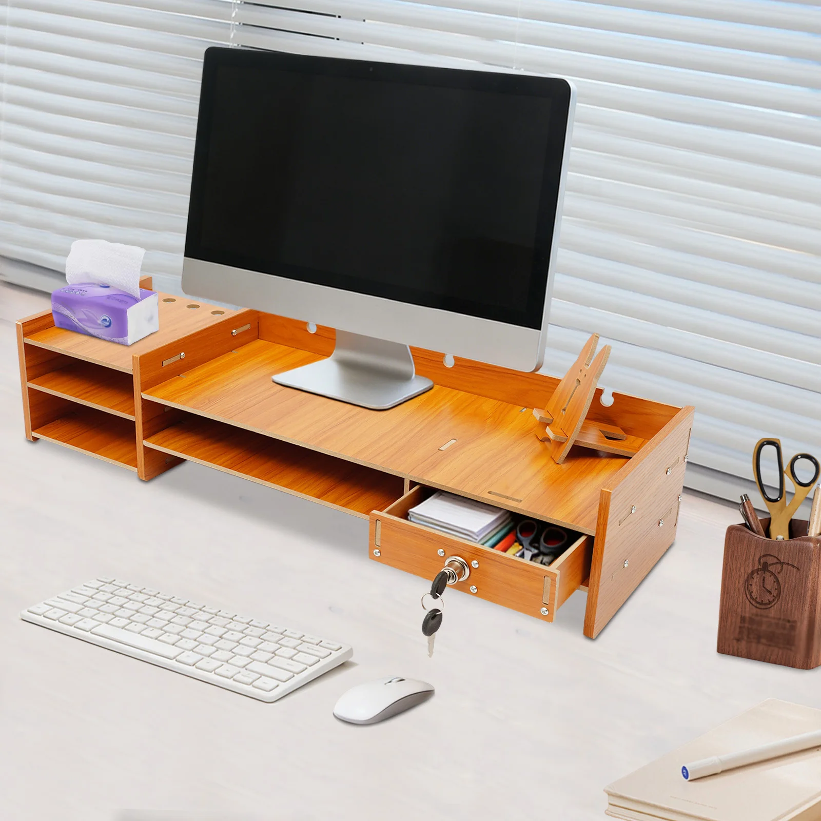 

Рождественский подарок, многофункциональная подставка для монитора с ограждением/ращенным основанием, эргономичный компактный органайзер по высоте для настольных принадлежностей