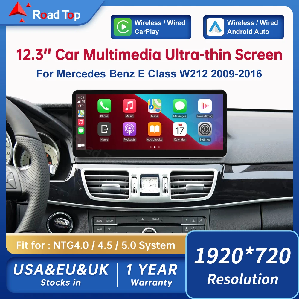 Image of 12,3-Zoll Road Top Touch Display Multimedia-Player für Mercedes Benz E-Klasse W212 2009-2016 NTG4.0 4.5 5.0 GPS Carplay Bildschirm