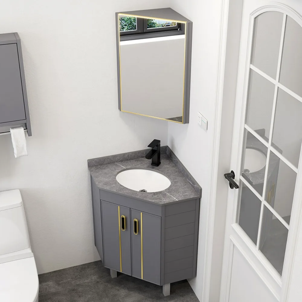 

Ultra-narrow space aluminium floor-to-ceiling bathroom cabinet small-sized sink corner corner washstand triangular washbasin