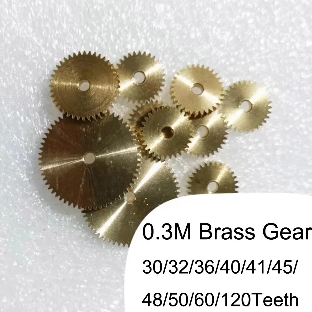 High-Precision 0.3 Module Brass Spur Gears 30/32/36/40/41/45/48/50/60/120 Teeth Durable Thin Gear Plate for Industrial Machinery