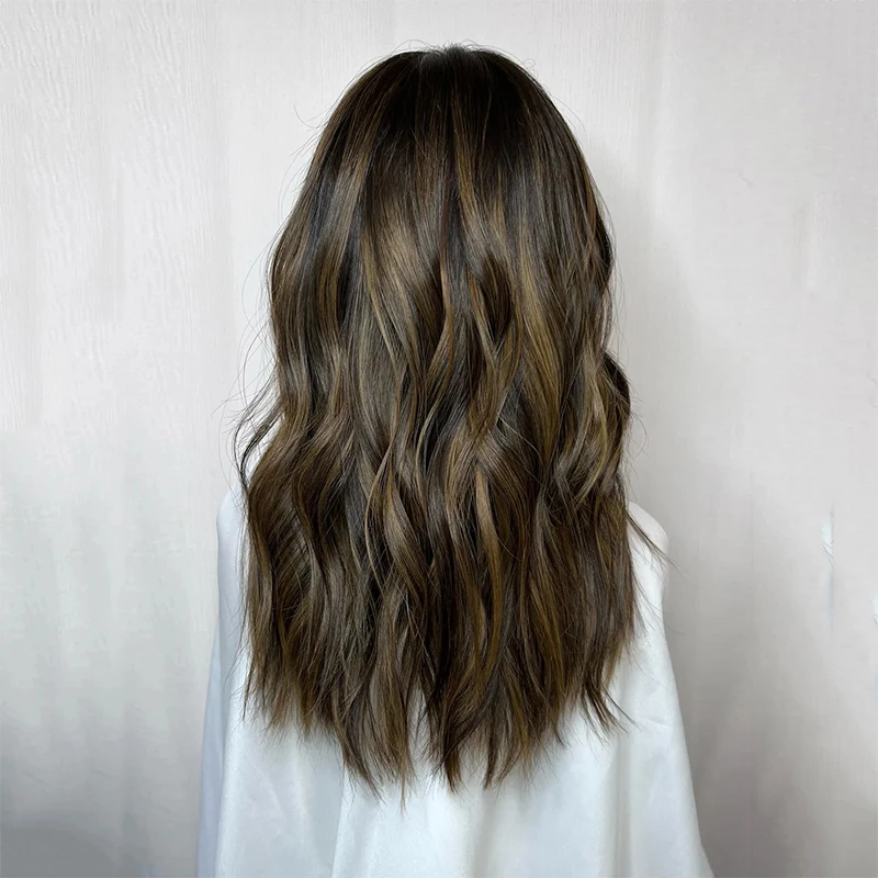 شعر مستعار طبيعي مموج شعر بشري أسود عسلي أشقر يسلط الضوء على 100% شعر عذراء صيني باروكات أمامية من الدانتيل شعر مستعار نسائي بدون صمغ #4