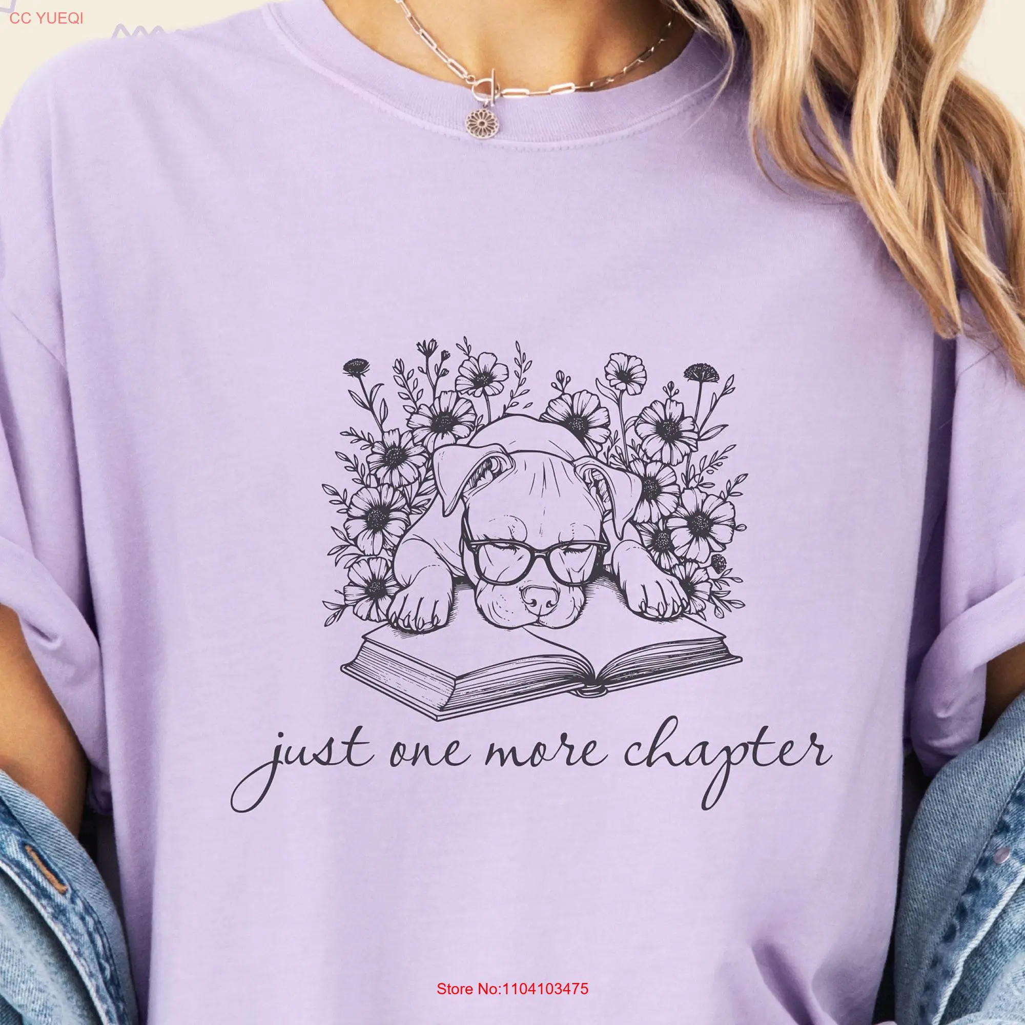 Pitbull Book Lover T Shirt Just One More Chapter Dog and for Reading Pittie Mama long or short sleeves